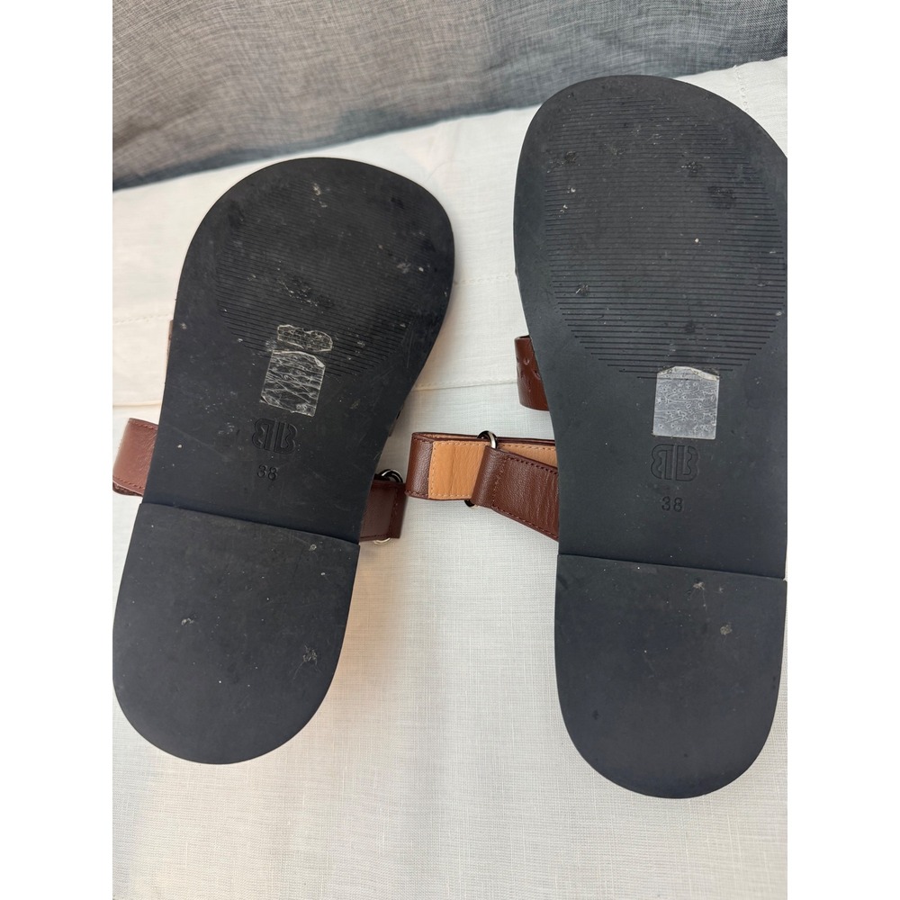 Bibi Lou Brown Leather Cut Slide Sandals Women 38 Flat 80132772 Spain size 7.5 8 - Picture 7 of 8